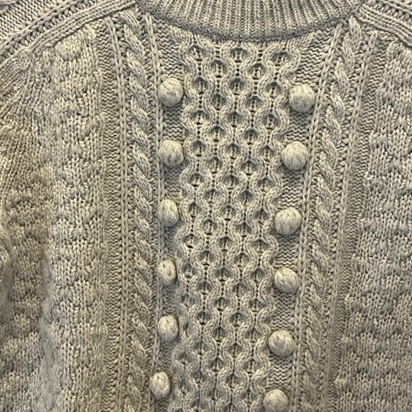 NWT J. Crew Cable Knit Après-ski Sweater - Women Size S - Light Gray - Picture 2 of 7